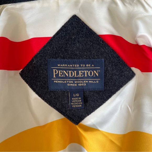 Pendleton Wool Pea Coat Charcoal Gray Zip Long Winter Jacket Fall - Picture 7 of 14